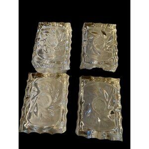 VTG 1960 pressed glass Ashtrays Set Of 4 pinwheel Design Small Single Slot